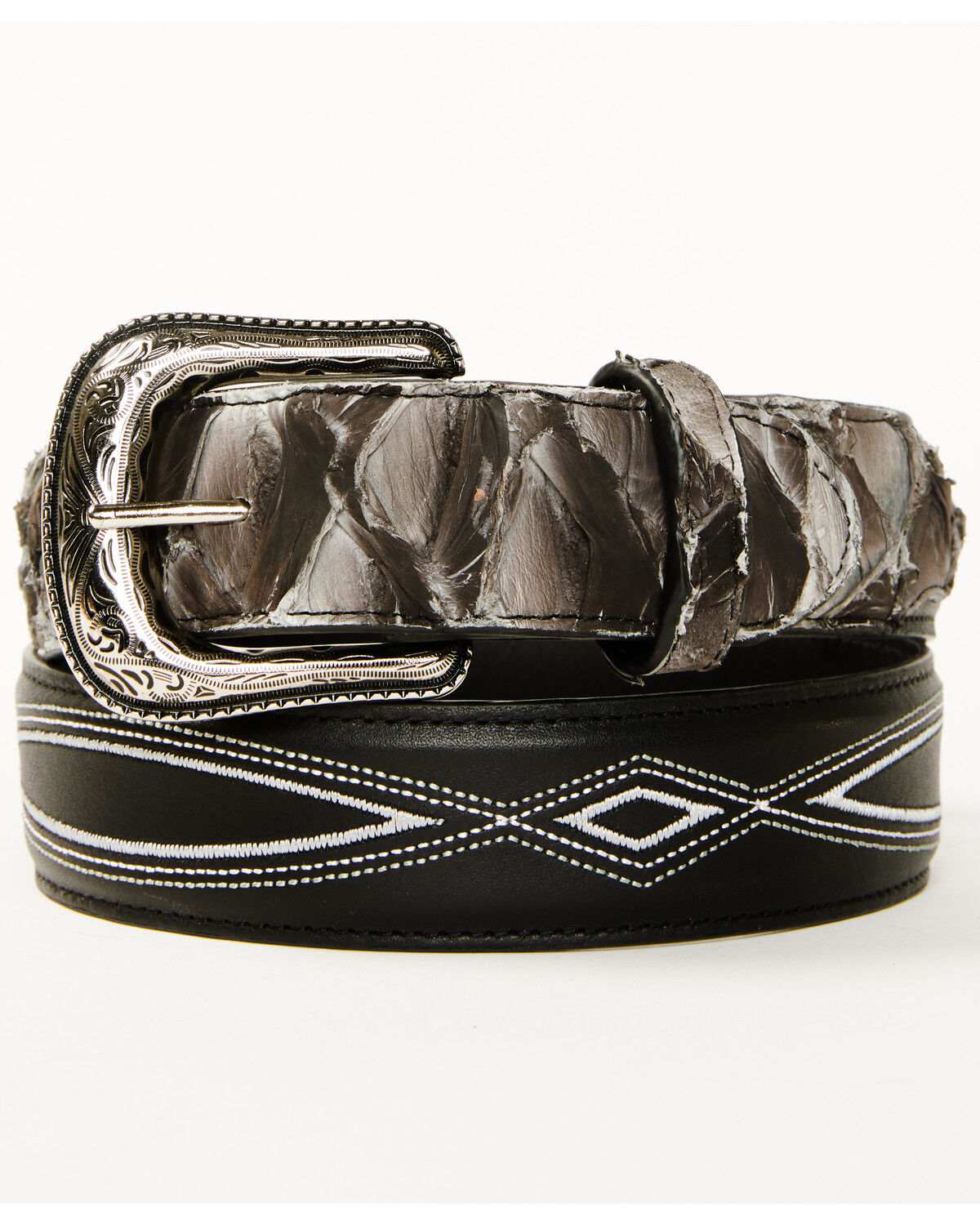 Image #1 - Cody James Men's Exotic Pirarucu Billet Belt, Grey, hi-res