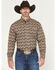 Image #1 - George Strait by Wrangler Men's Paisley Print Long Sleeve Button-Down Stretch Western Shirt, Brown, hi-res