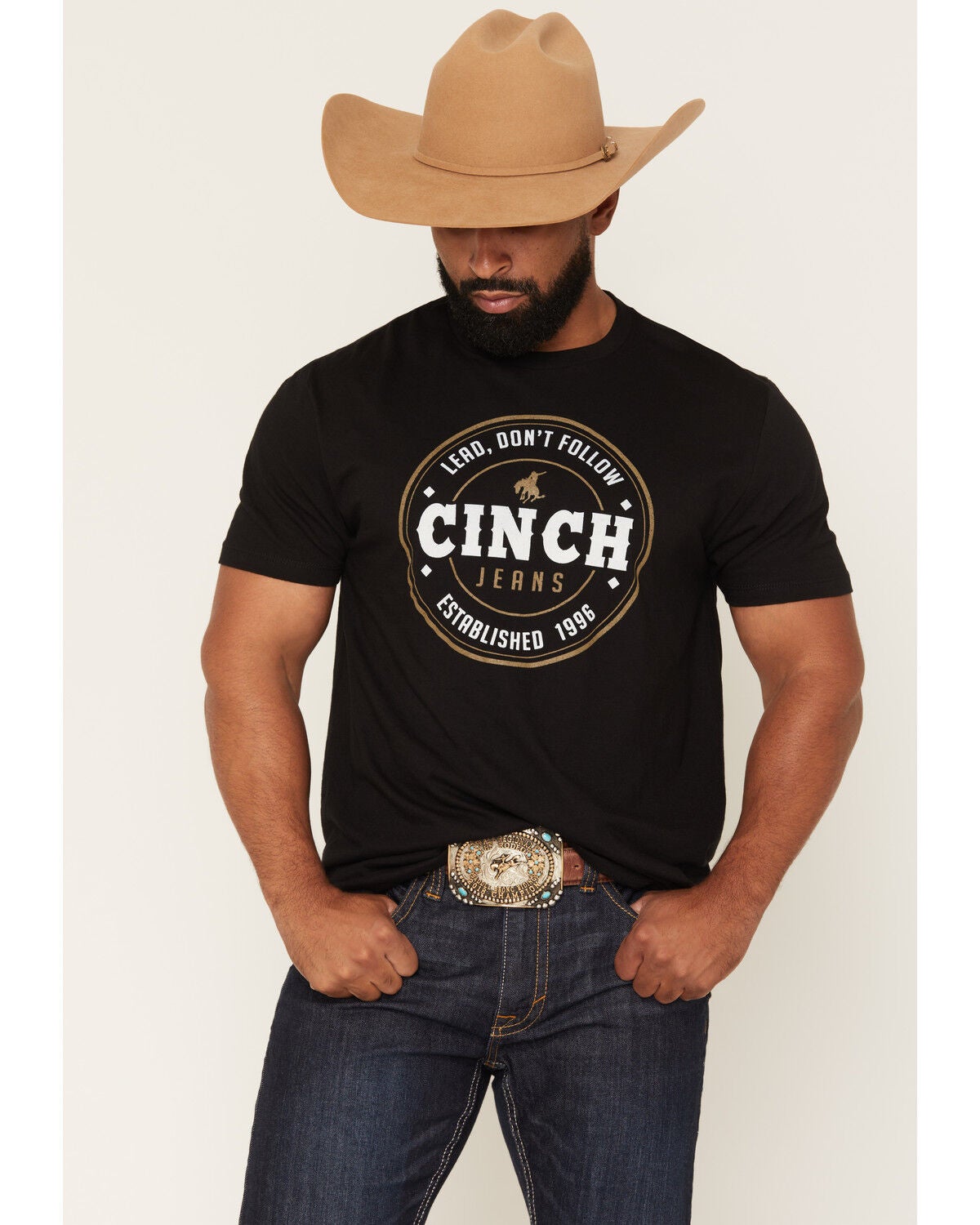 Cinch Men's Boot Barn Exclusive Logo Short Sleeve Graphic T-Shirt, Black, hi-res