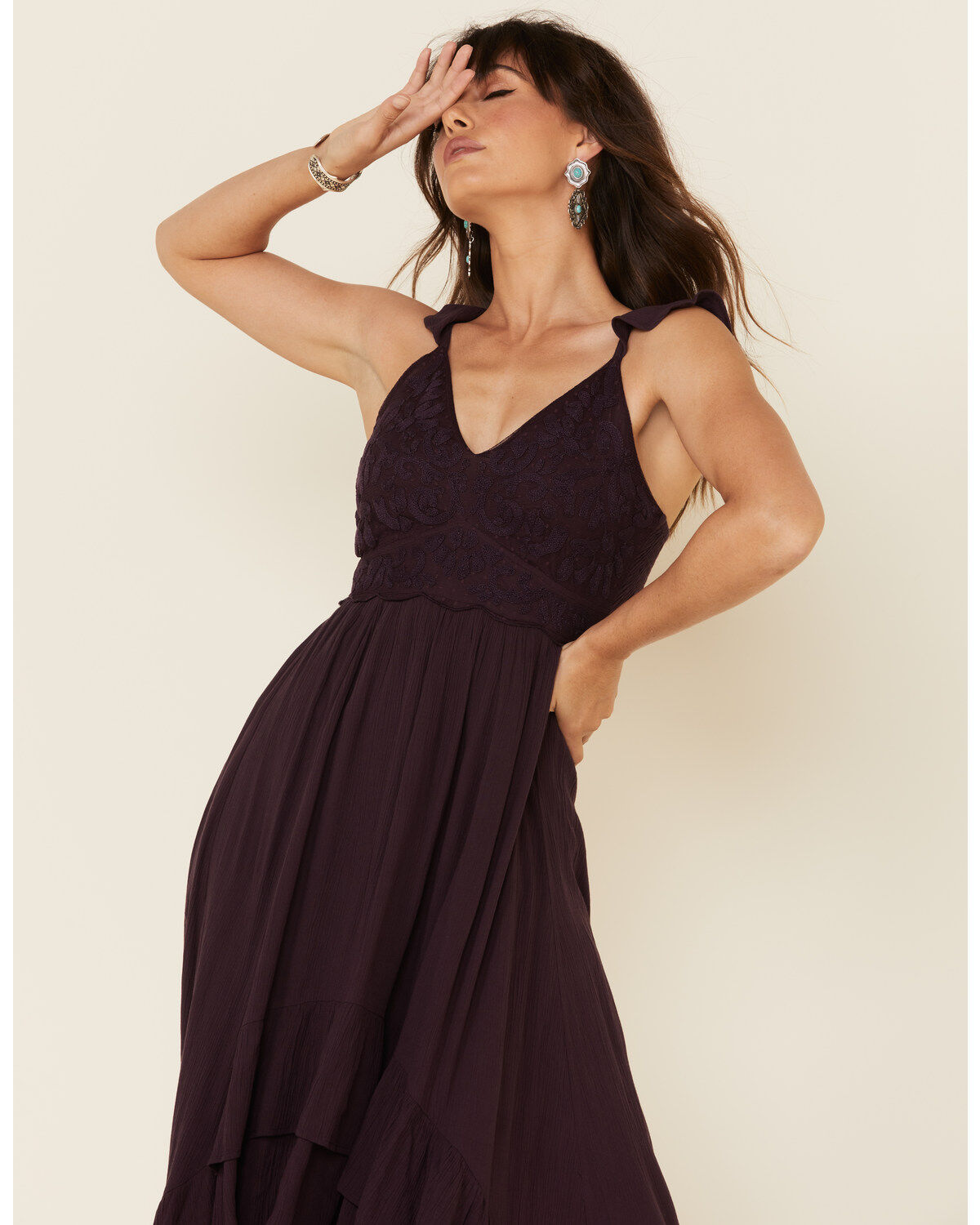 embroidered bodice maxi dress