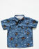 Image #1 - Cowboy Hardware Toddler Boys' Bronc Branded Short Sleeve Snap Stretch Western Shirt, Blue, hi-res