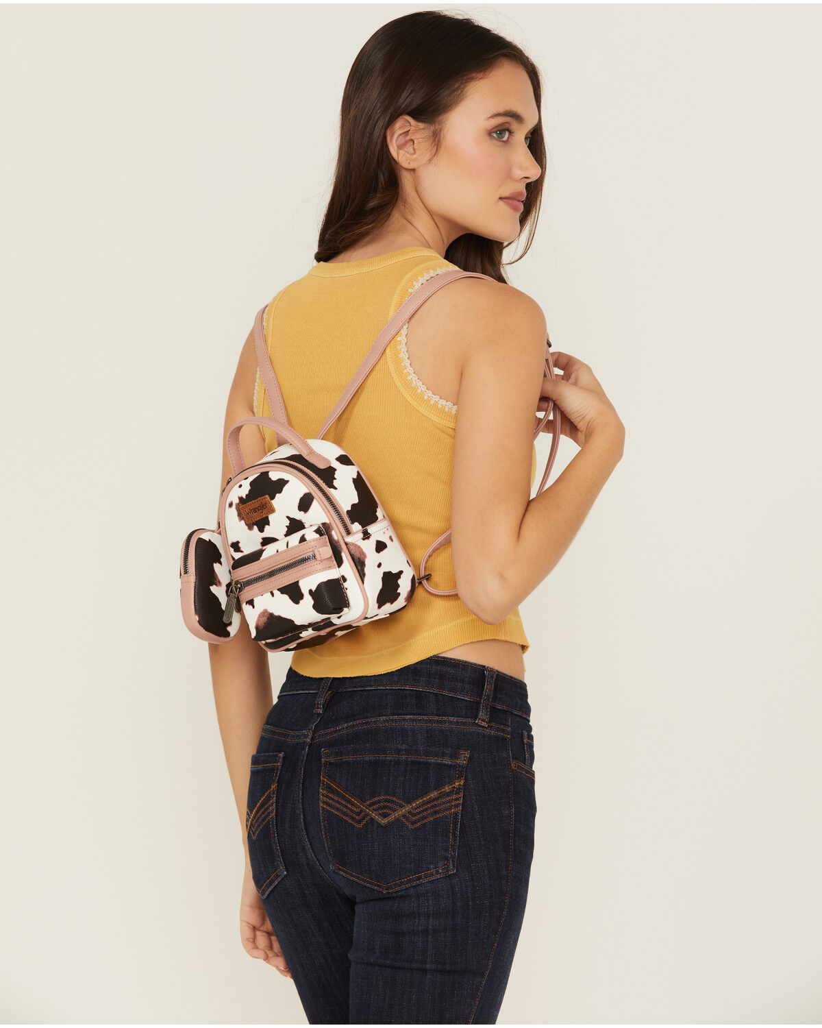 Image #1 - Wrangler Women's Cow Print Mini Backpack, Pink, hi-res
