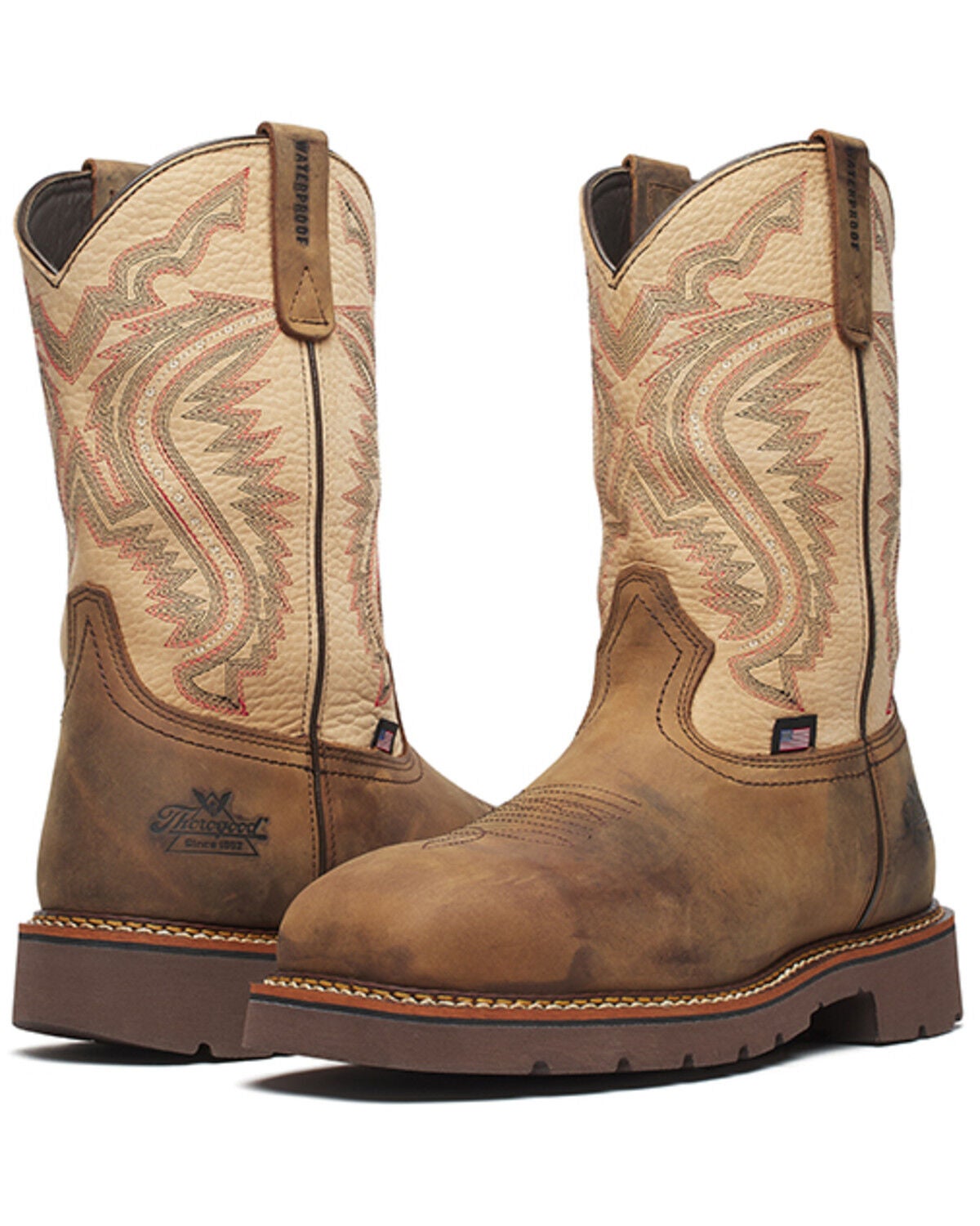 Image #4 - Thorogood Men's 11" USA MAXWear Wyatt Waterproof Pull-On Work Boots - Nano Toe, Brown, hi-res