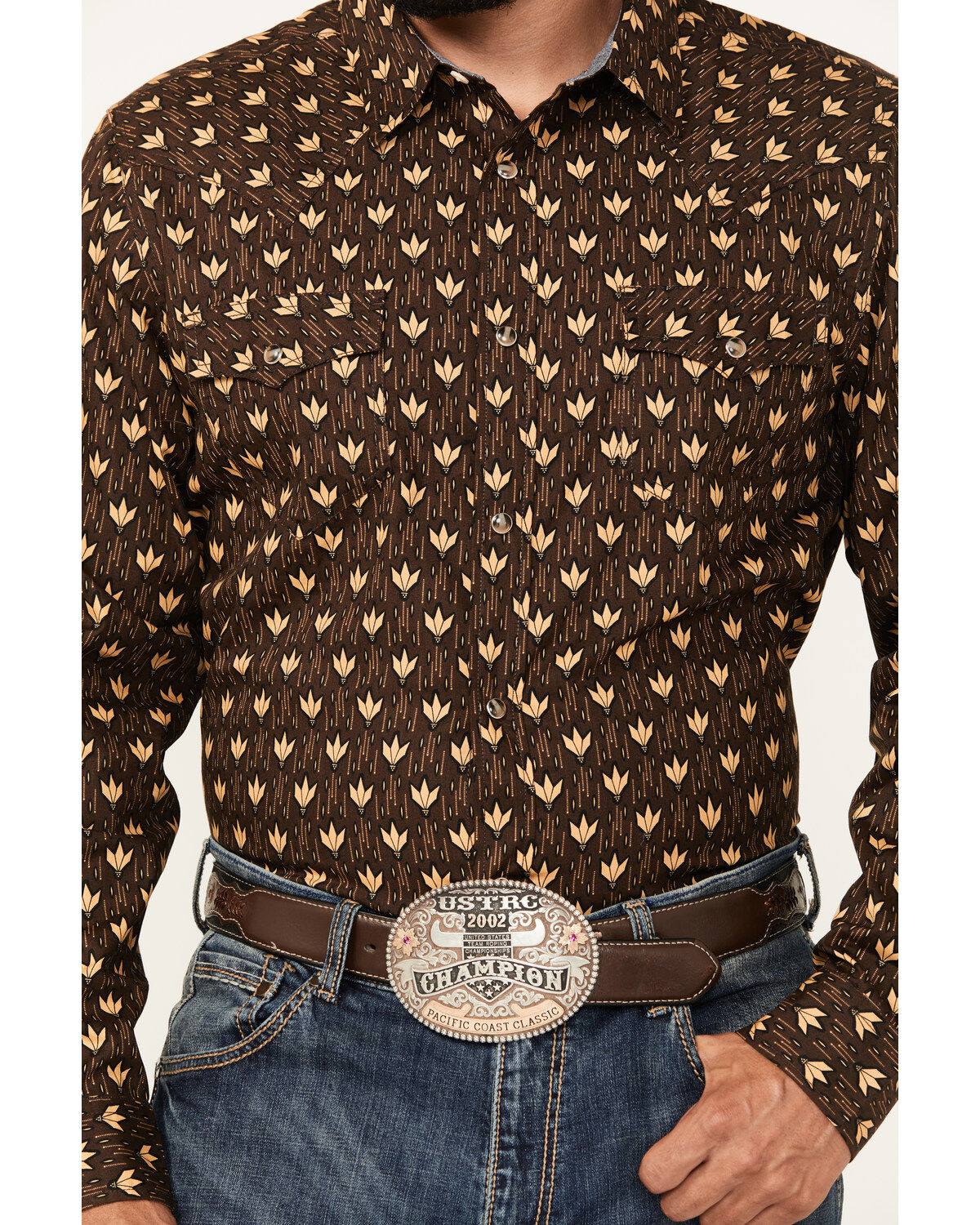 Image #3 - Cody James Men's Reign In Striped Print Long Sleeve Snap Western Shirt - Tall, Chocolate, hi-res