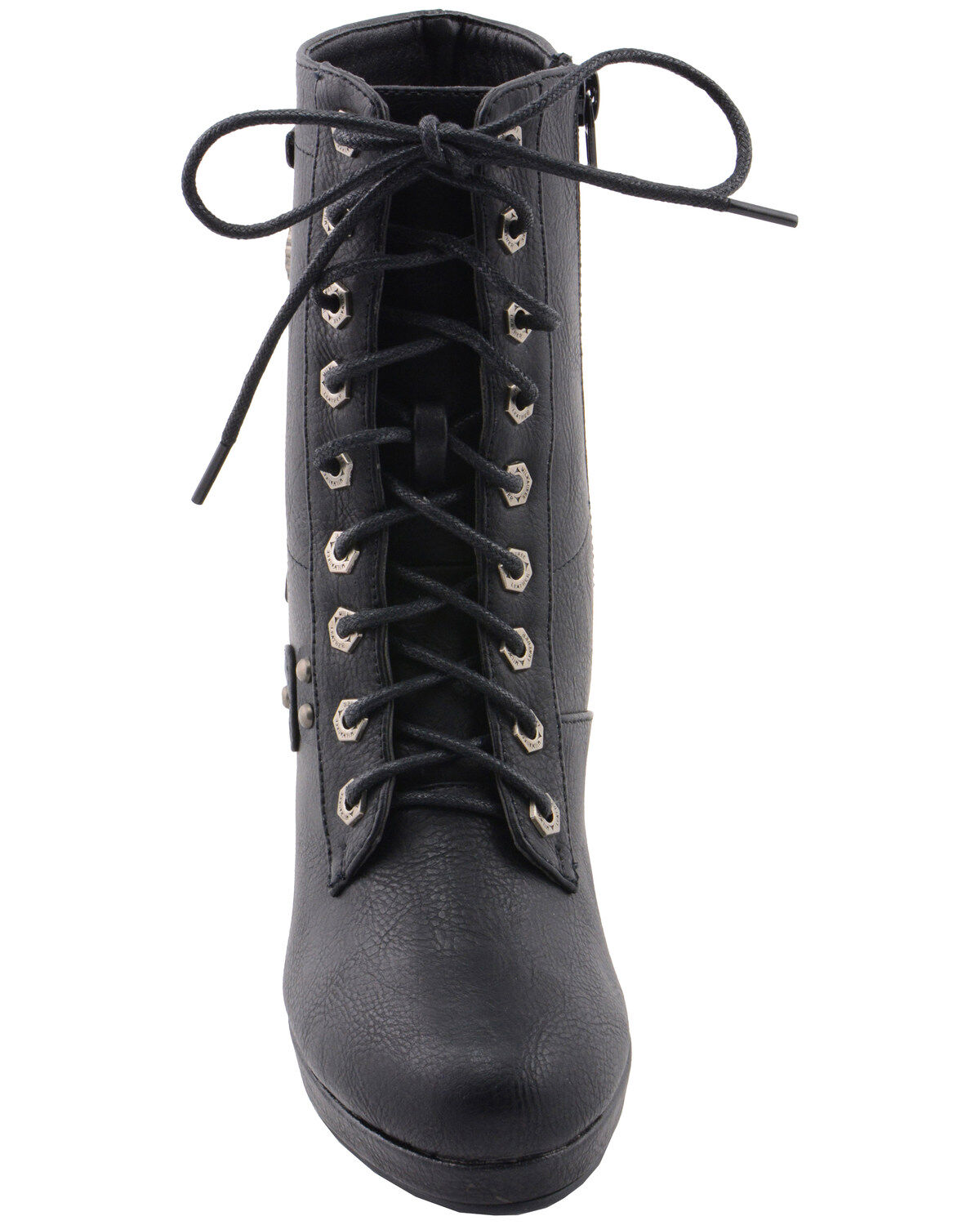 Image #5 - Milwaukee Leather Women's Lace Toe Toe Platform Boots - Round Toe, Black, hi-res