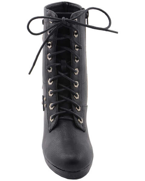 Milwaukee Leather Women's Lace Toe Toe Platform Boots - Round Toe, Black, hi-res