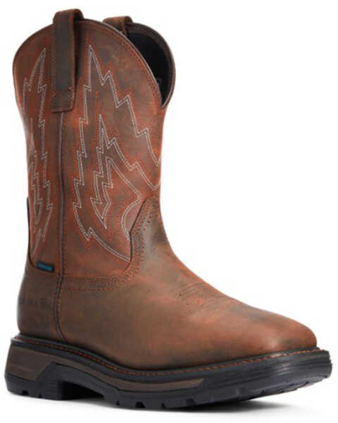 Ariat Men's Big Rig Waterproof Western Work Boots - Broad Square Toe, Brown, hi-res