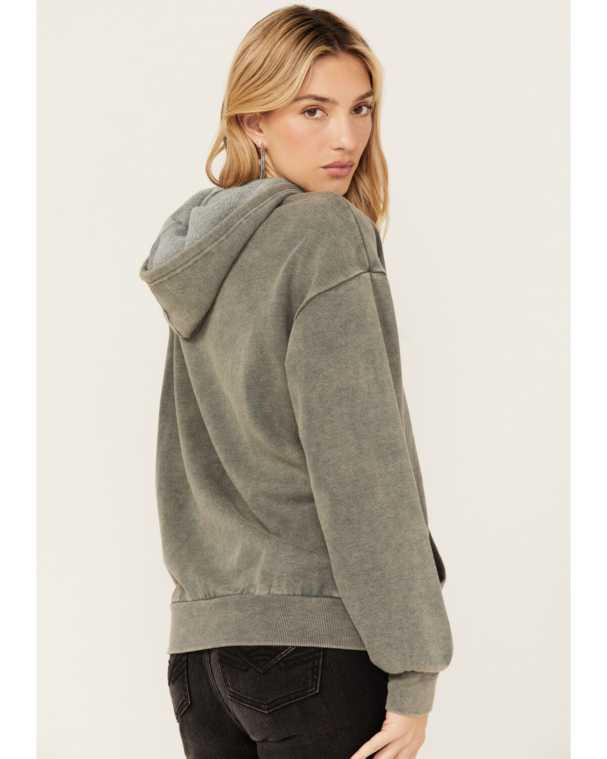 Image #4 - Youth in Revolt Women's Jackson Skeleton Graphic Hoodie, Charcoal, hi-res