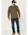 Brothers & Sons Men's Solid Heather Slub Long Sleeve Henley Shirt , Olive, hi-res