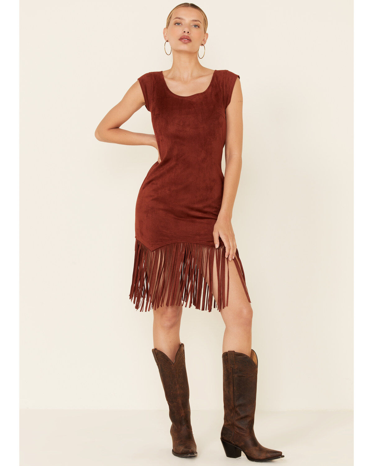 Image #4 - Shyanne Women's Faux Suede Fringe Hem Dress, , hi-res