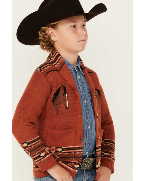 Image #2 - Cotton & Rye Boys' Horse Cardigan , Rust Copper, hi-res