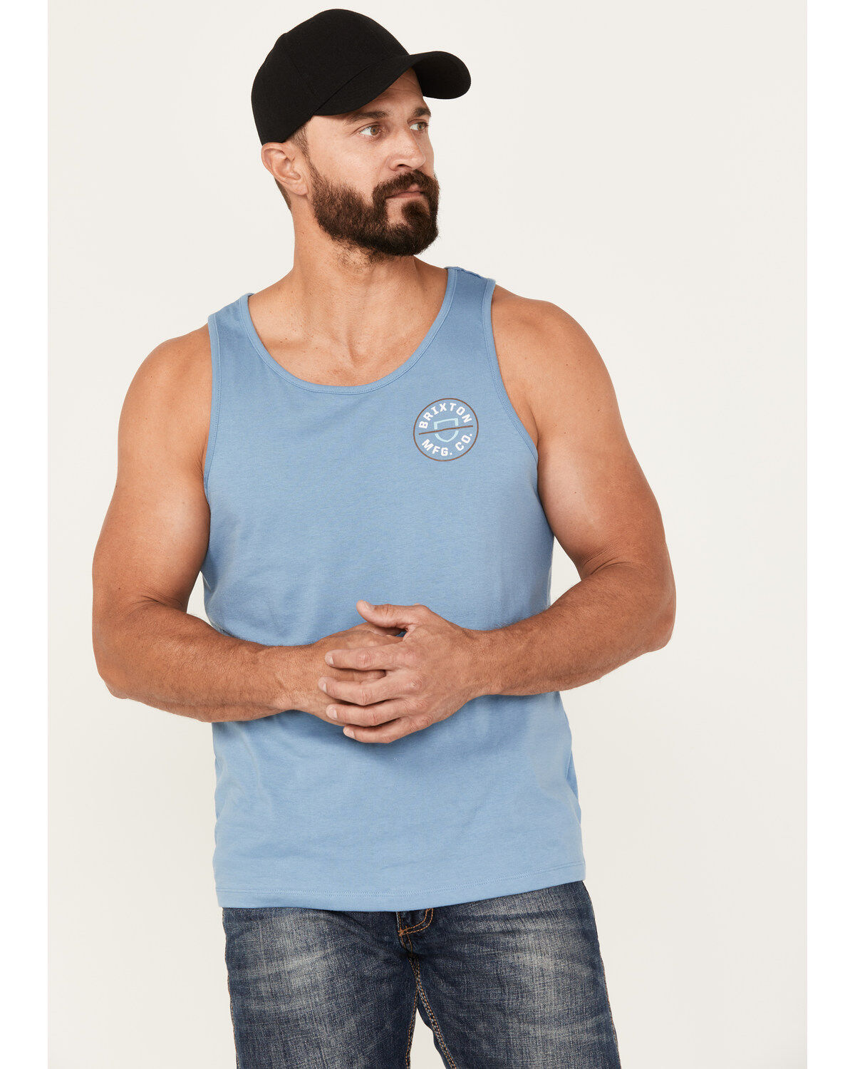 Image #1 - Brixton Men's Crest Tank Top, Off White, hi-res