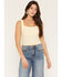 Image #1 - Ash & Violet Women's Solid Eyelet Sleeveless Tank Top, Yellow, hi-res