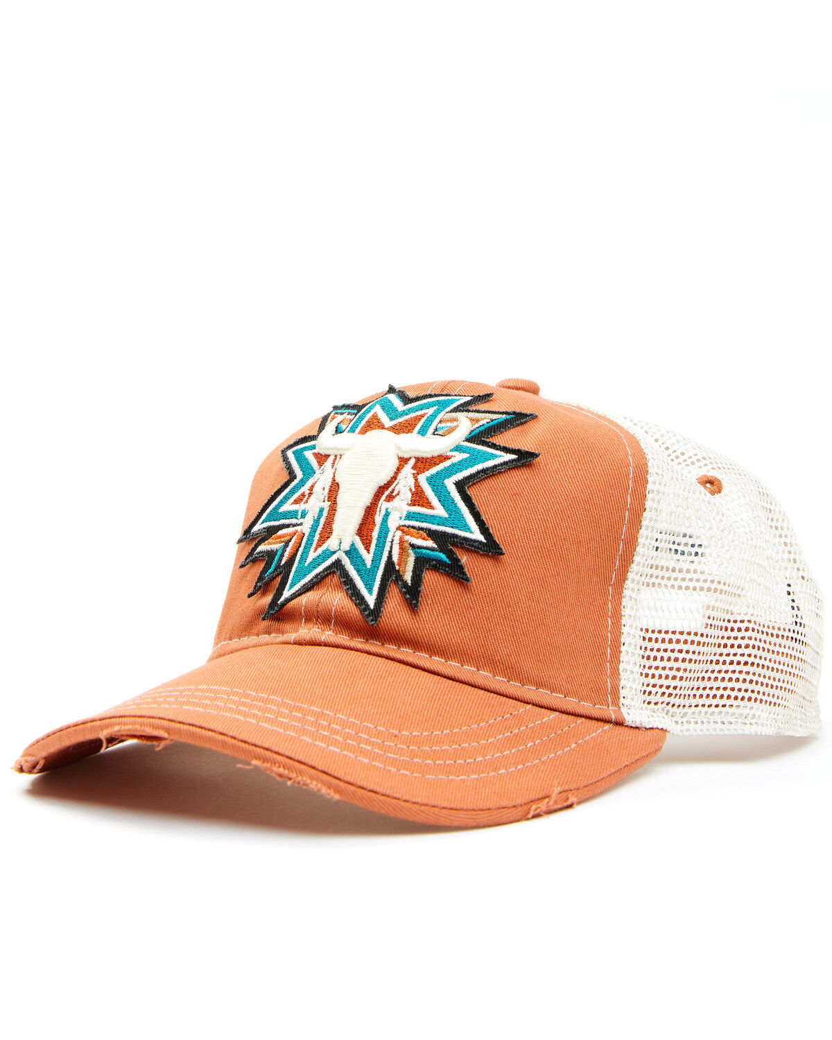 Image #1 - Shyanne Women's Southwestern Steerhead Embroidered Patch Mesh-Back Ball Cap, Chilli, hi-res