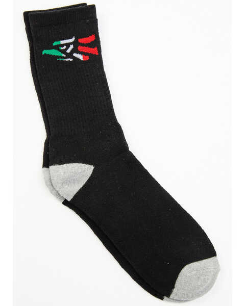 Cody James Men's Mexican Eagle Single-Pack Socks, Black, hi-res