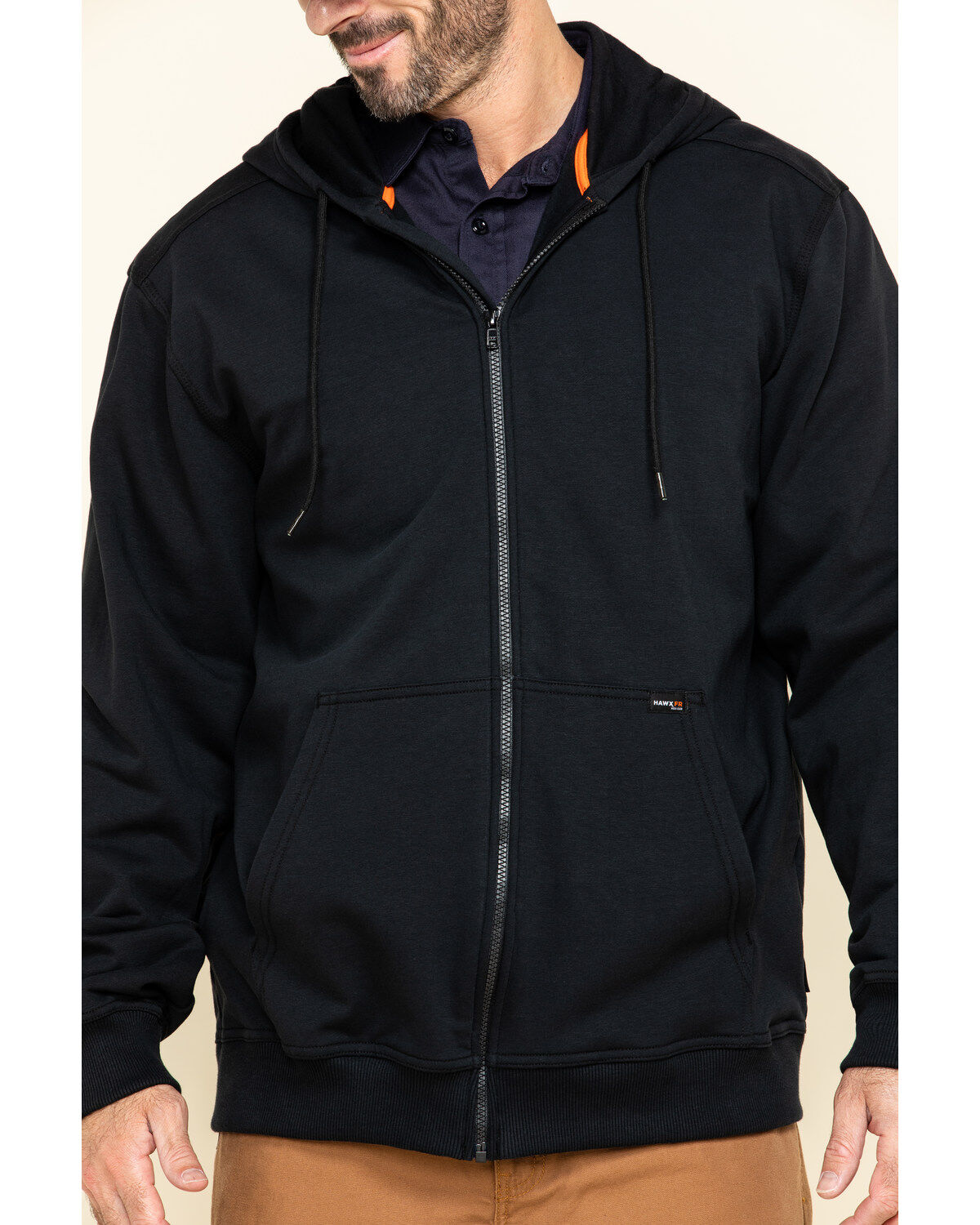 Image #4 - Hawx Men's FR Zip Up Fleece Work Hoodie - Big, Black, hi-res
