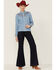 Image #4 - Scully Women's Chambray Floral Embroidered Yoke Pearl Snap Western Shirt, Blue, hi-res