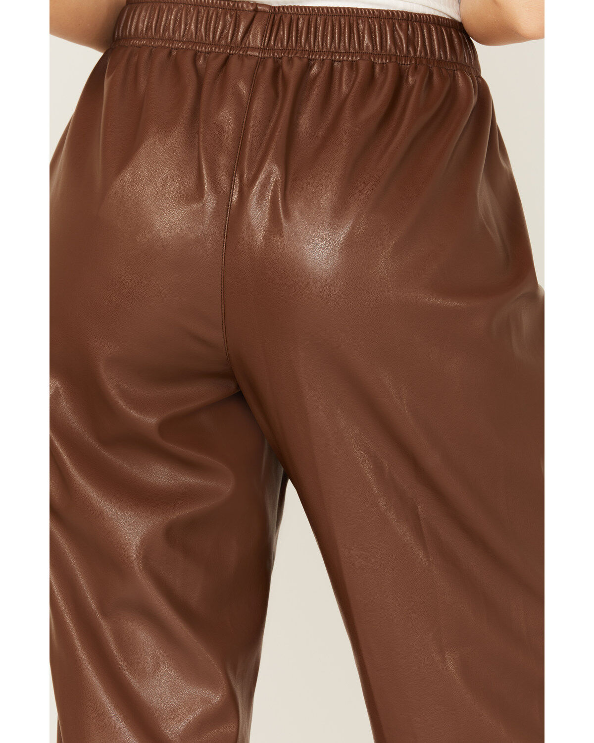 Image #4 - Ariat Women's Small Town Faux Leather Joggers, Brown, hi-res