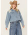 Image #1 - Cleo + Wolf Women's Medium Wash Cropped Denim Shirt, Medium Wash, hi-res