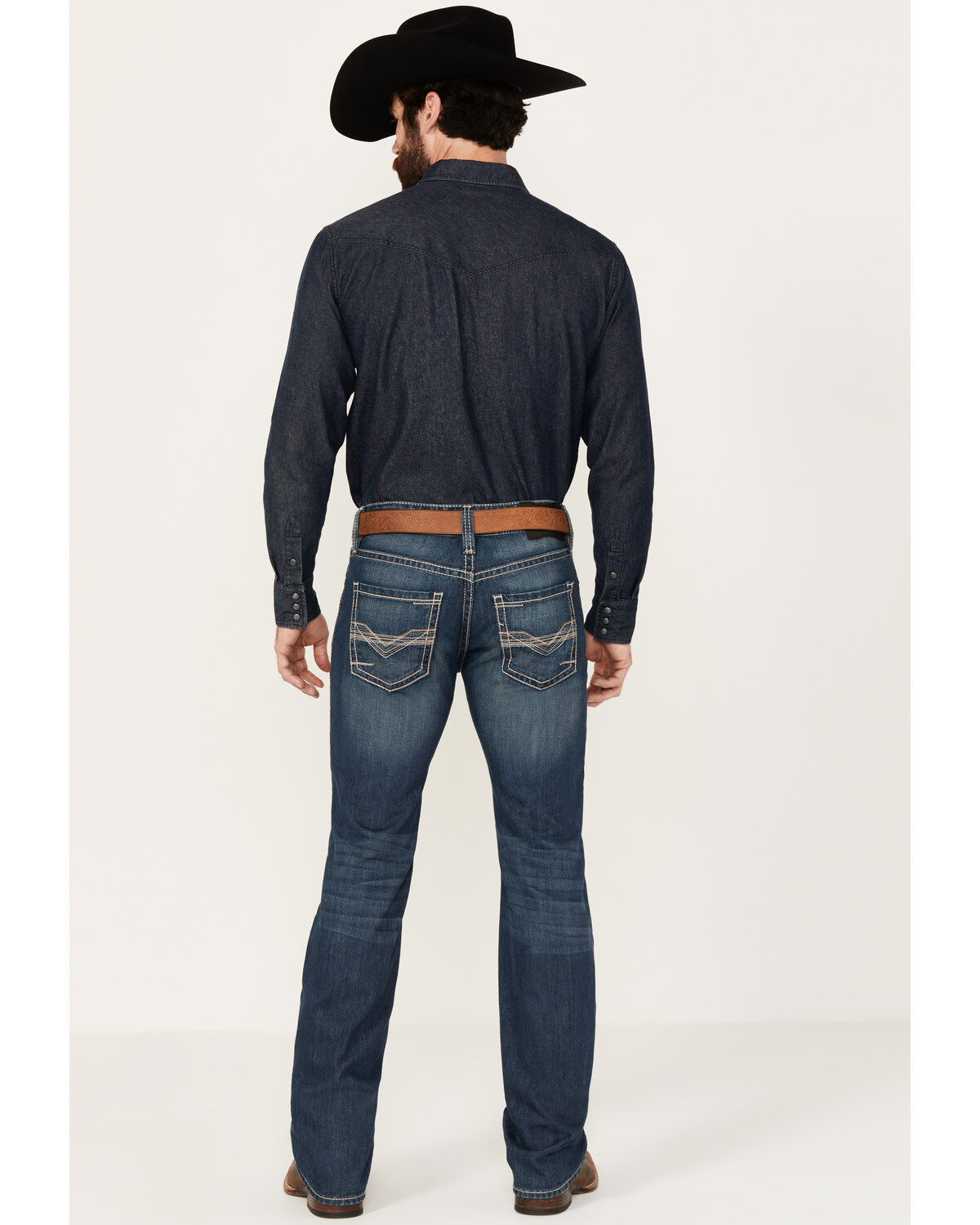 Image #1 - Rock & Roll Denim Men's Pistol Dark Vintage Wash Stackable Bootcut Rigid Denim Jeans, , hi-res