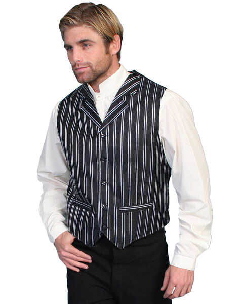 Image #1 - Rangewear by Scully Double Pinstripe Vest, Black, hi-res