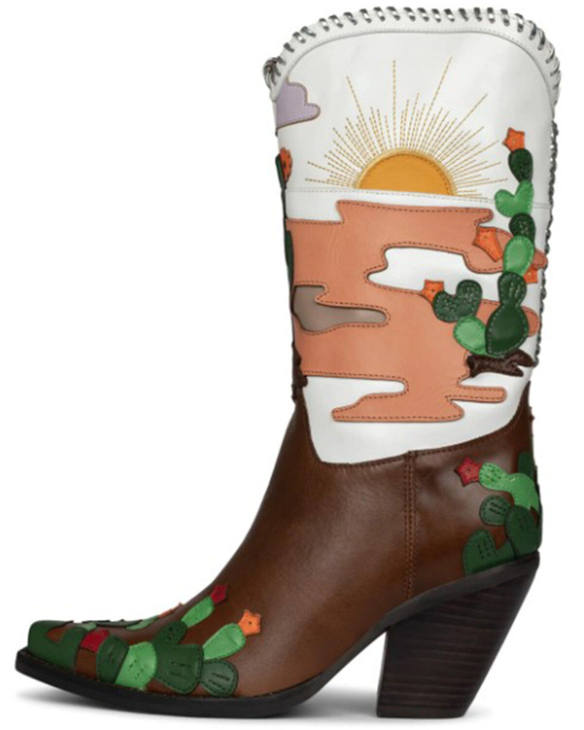 Image #2 - Jeffrey Campbell Women's Desierto Desertscape Inlay Western Boot - Snip Toe, Brown, hi-res