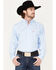 Ariat Men's Fisher Windowpane Plaid Print Long Sleeve Button Down Western Shirt , Blue, hi-res