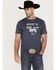 Image #1 - Wrangler Men's Heather Navy Don't Be An Graphic Short Sleeve T-Shirt, Navy, hi-res