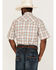 Wrangler Retro Men's Plaid Short Sleeve Snap Western Shirt , Brown, hi-res