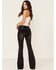 Image #3 - Rock & Roll Denim Women's Charcoal Mid Rise Pull On Flares , , hi-res
