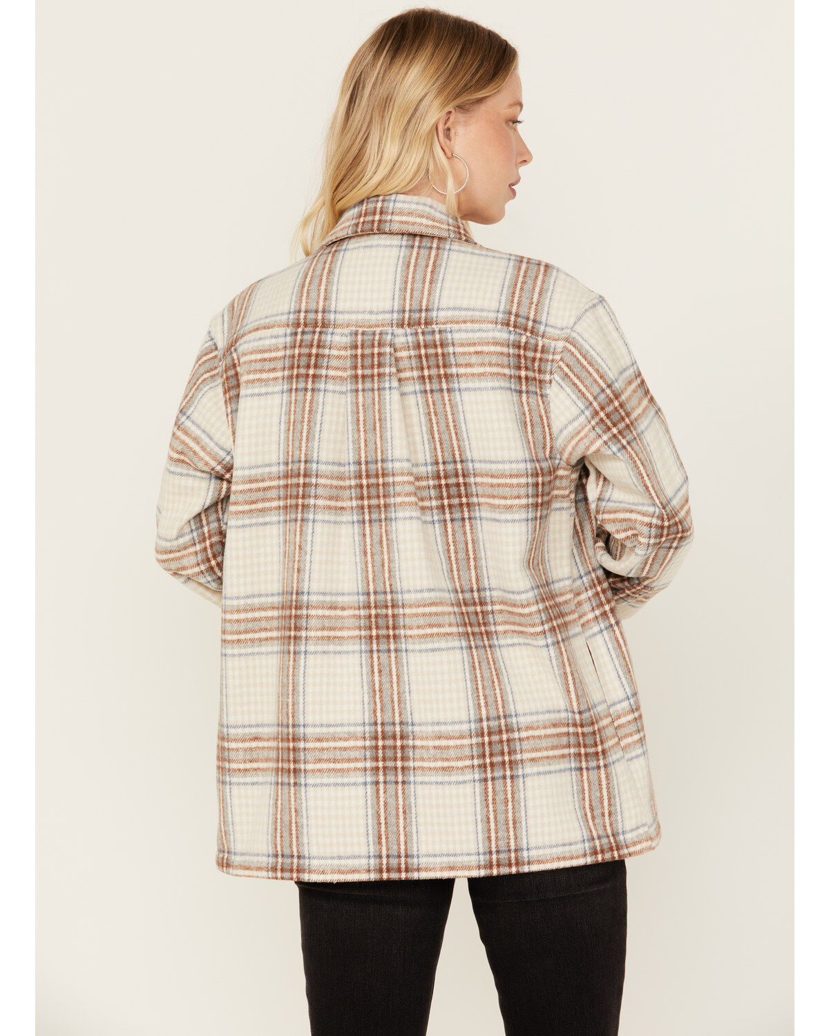 Image #4 - Cleo + Wolf Women's Flannel Shacket, Cream, hi-res