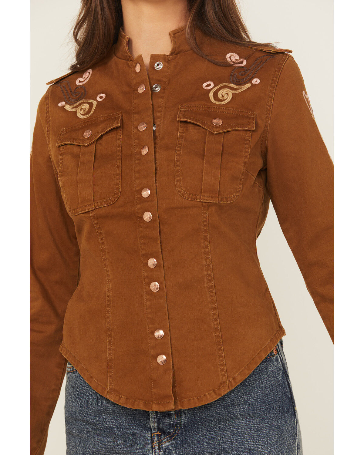Image #3 - Wrangler X Lainey Wilson Women's Wildflower Embroidered Jacket, Brown, hi-res