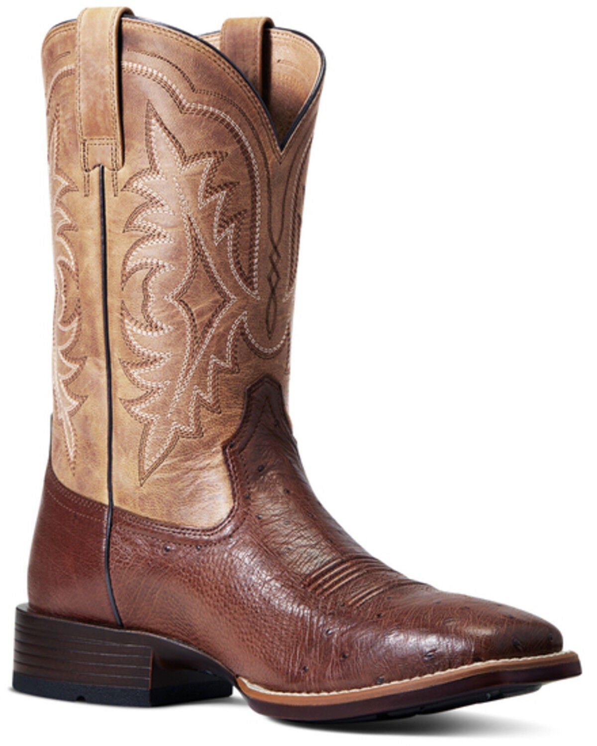 Ariat Men's Smooth Quill Ostrich Night Life Ultra Exotic Western Boot - Broad Square Toe, Brown, hi-res