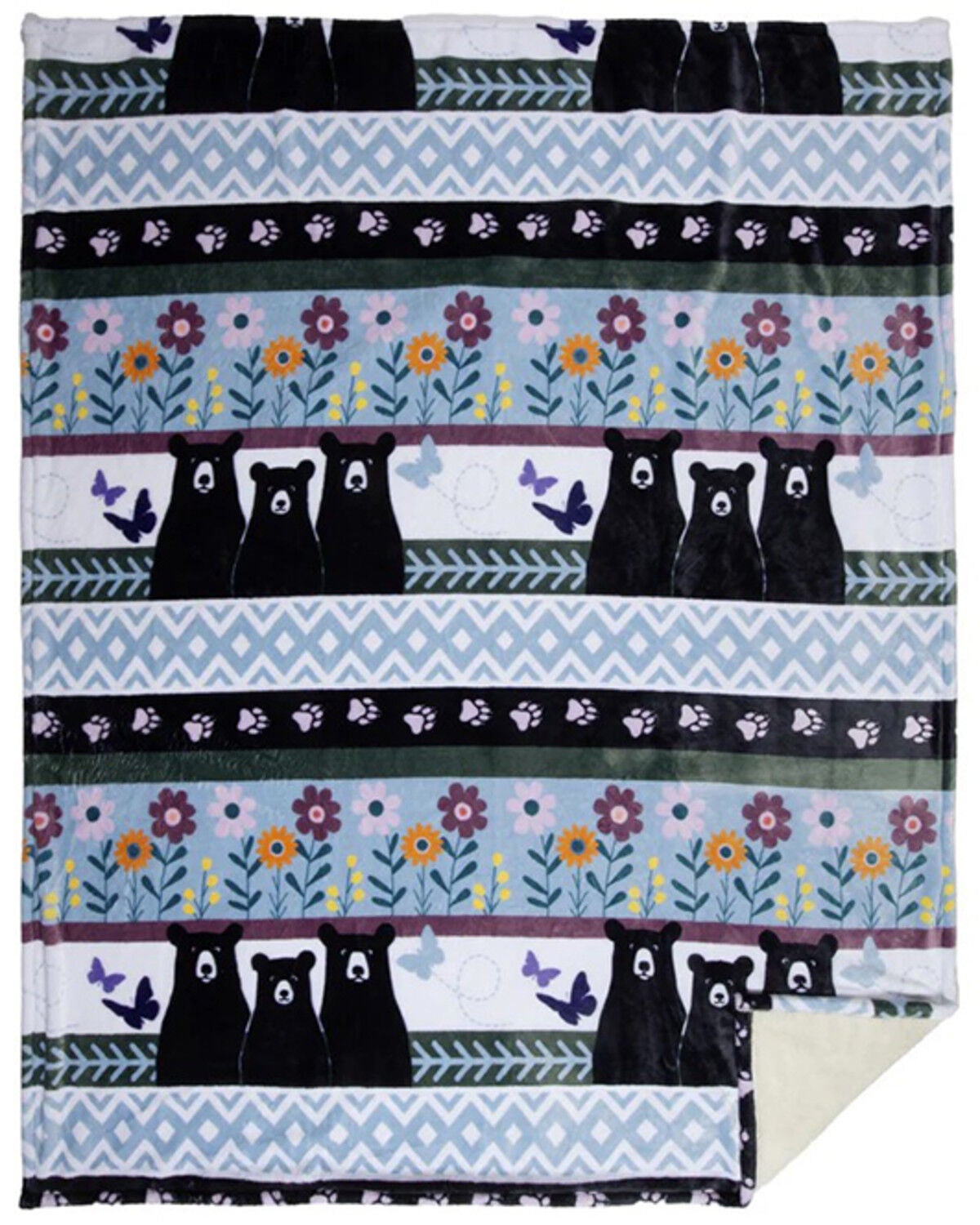 Image #2 - Carstens Home Bear Garden Plush Sherpa Throw Blanket, Multi, hi-res