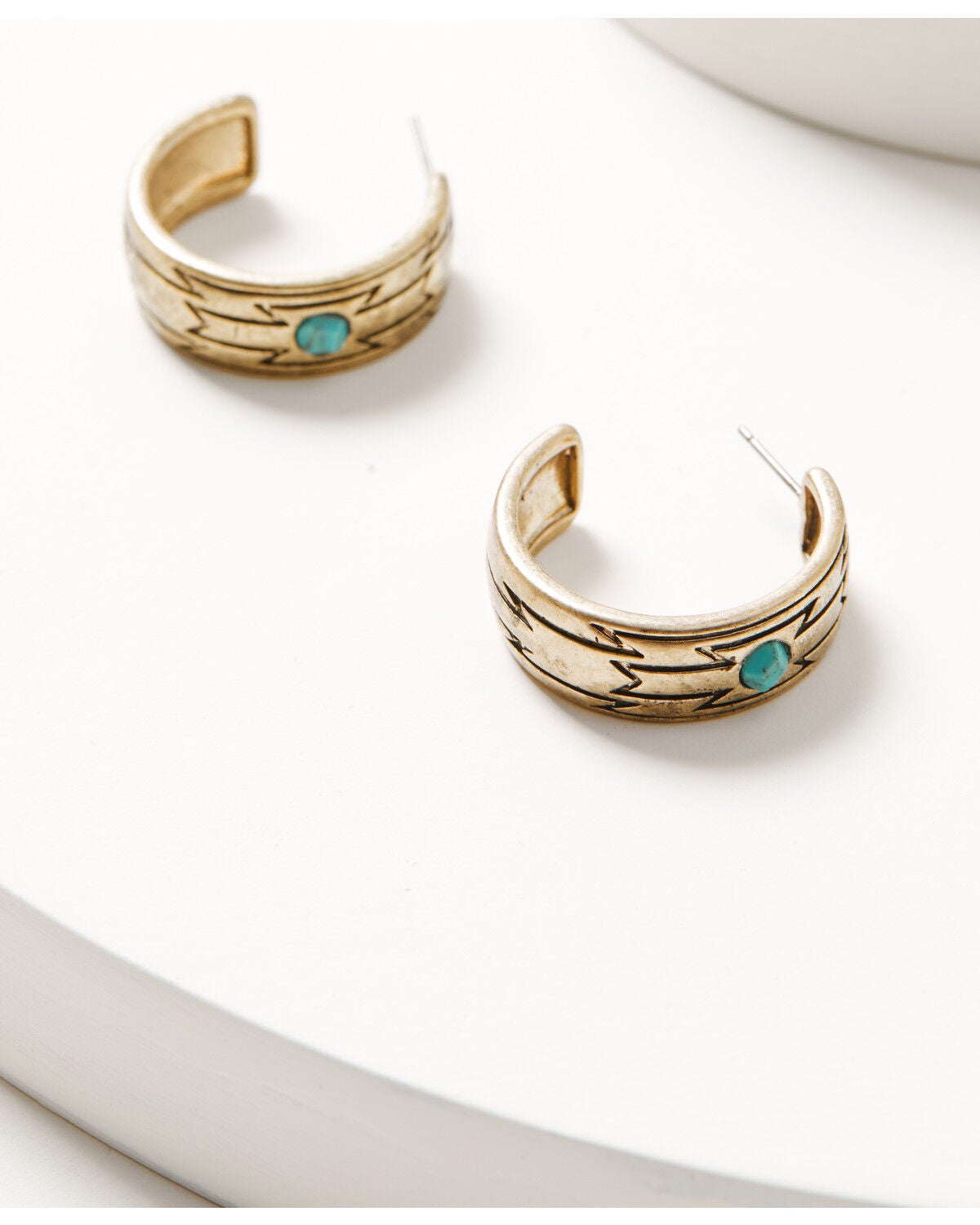 Lainey Wilson Women's Southwestern Hoop Earrings, Gold, hi-res