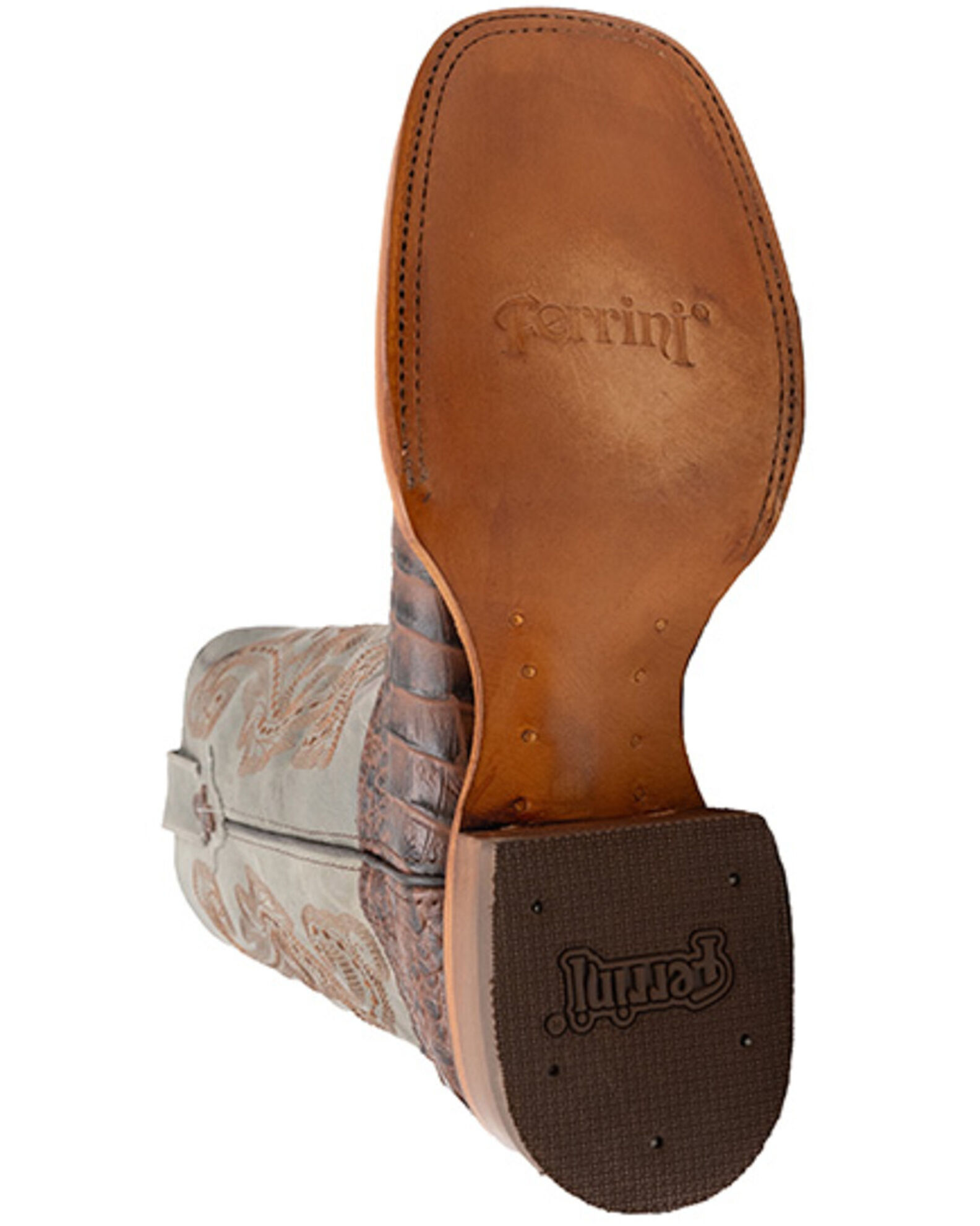 Image #7 - Ferrini Men's Caiman Croc Print Western Boots - Broad Square Toe, Rust, hi-res