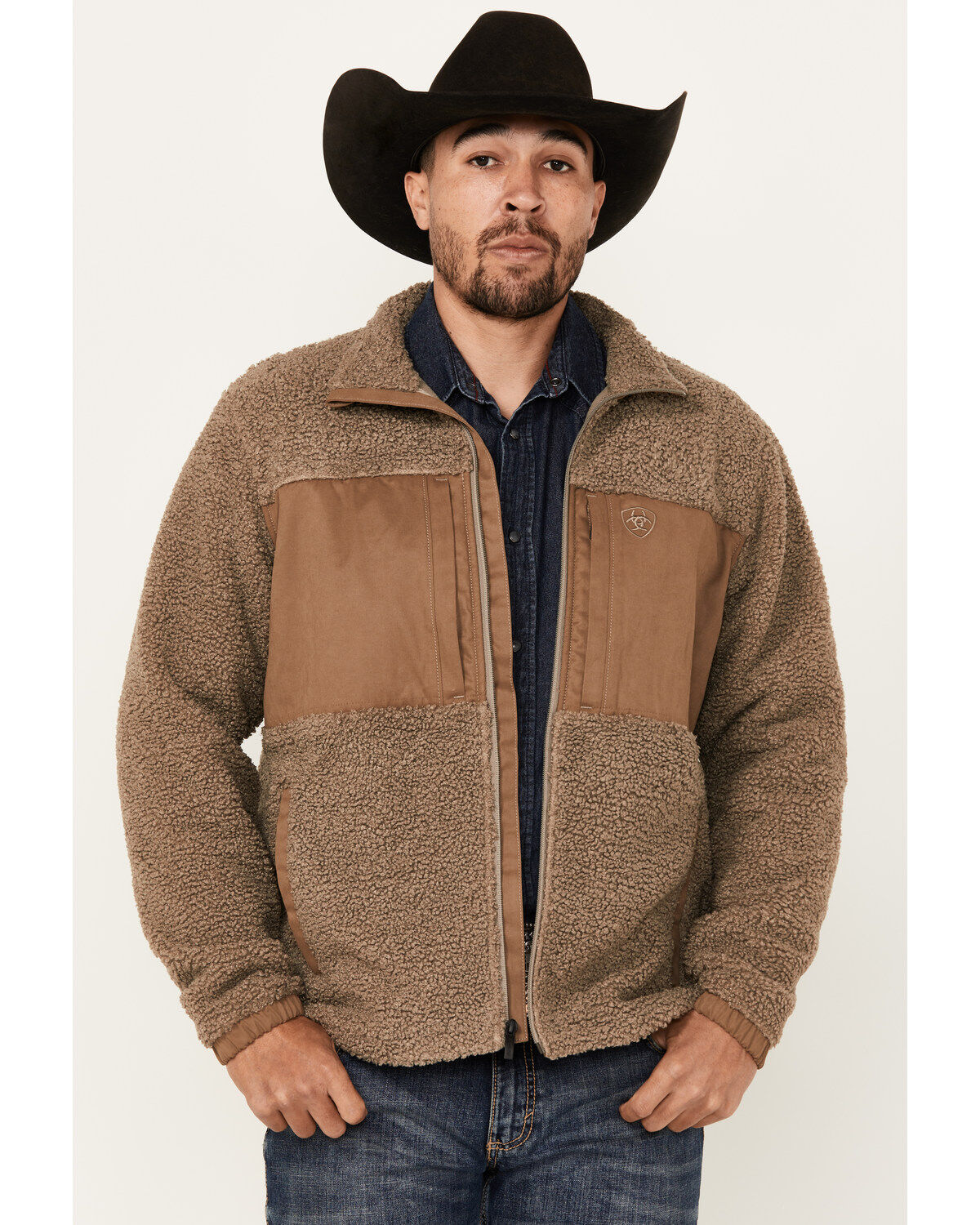 Image #1 - Ariat Men's Odessa Sherpa Lightweight Jacket, Brown, hi-res
