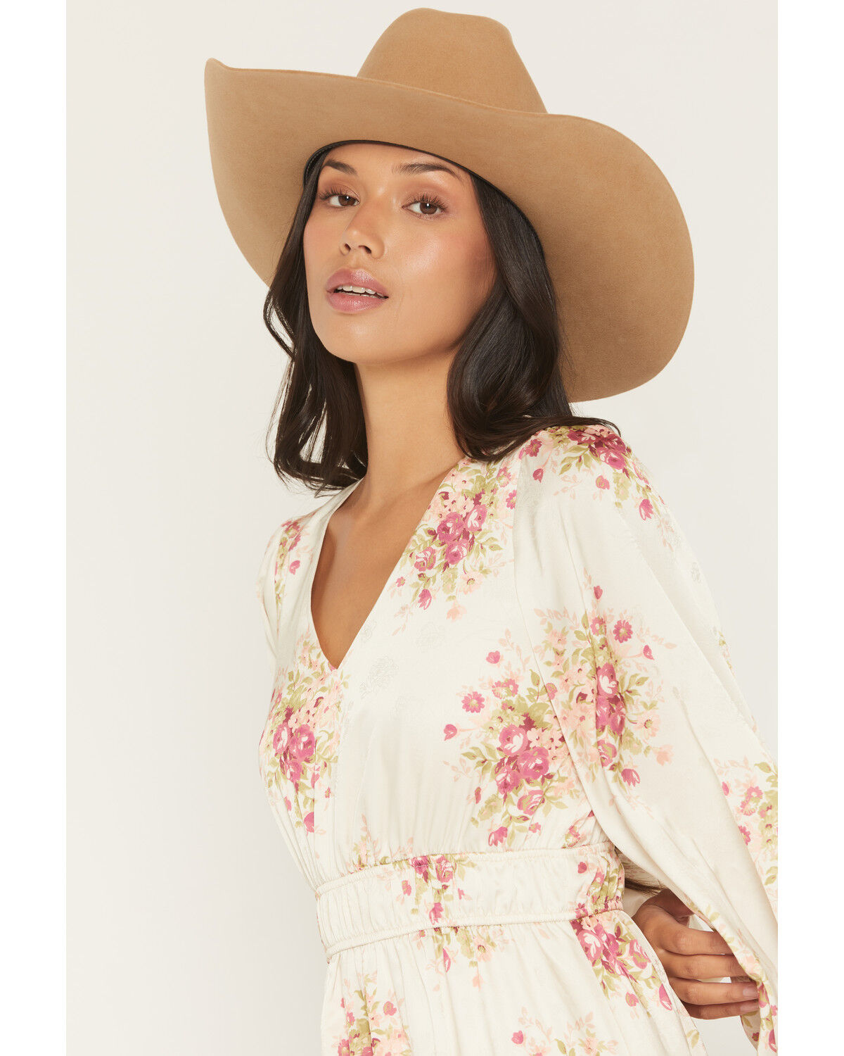 Shyanne Women's Floral Print Long Sleeve Satin Mini Dress