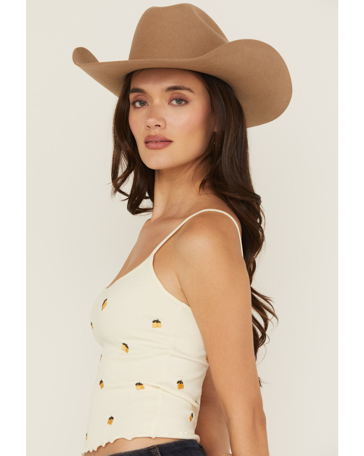 Image #2 - Fornia Women's Lemon Embroidered Sleeveless Cropped Tank Top, White, hi-res