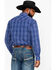 Image #2 - Rock & Roll Denim Men's Plaid Print Long Sleeve Western Shirt, Light Blue, hi-res