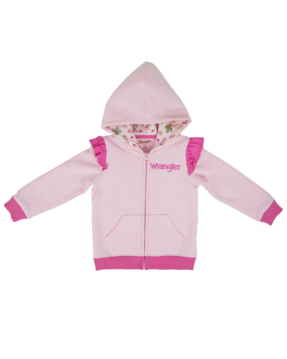 Image #2 - Wrangler Toddler Girls' Ruffle Hooded Jacket, Pink, hi-res
