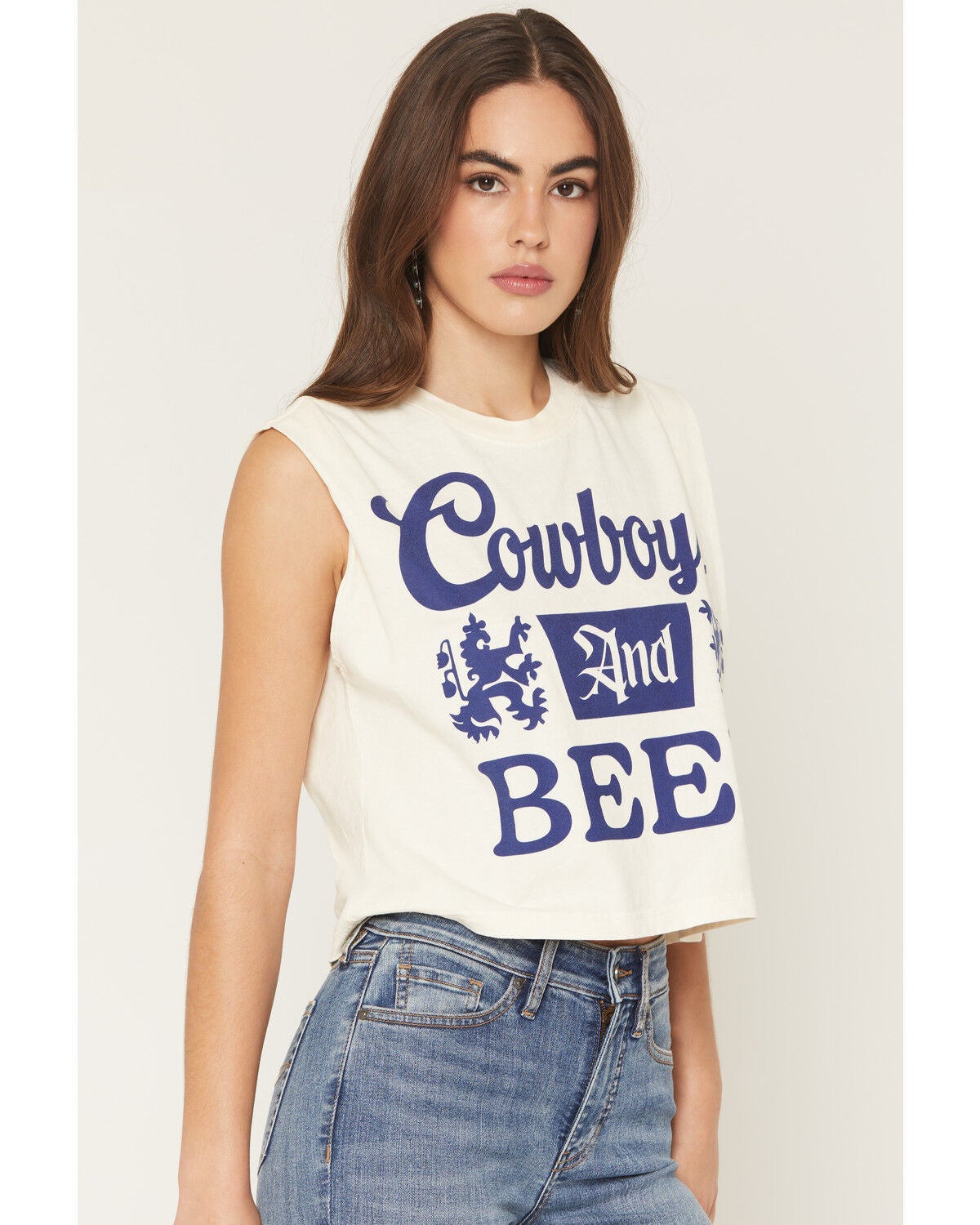 Image #2 - Country Deep Women's Cowboys And Beer Graphic Muscle Tank, Cream, hi-res