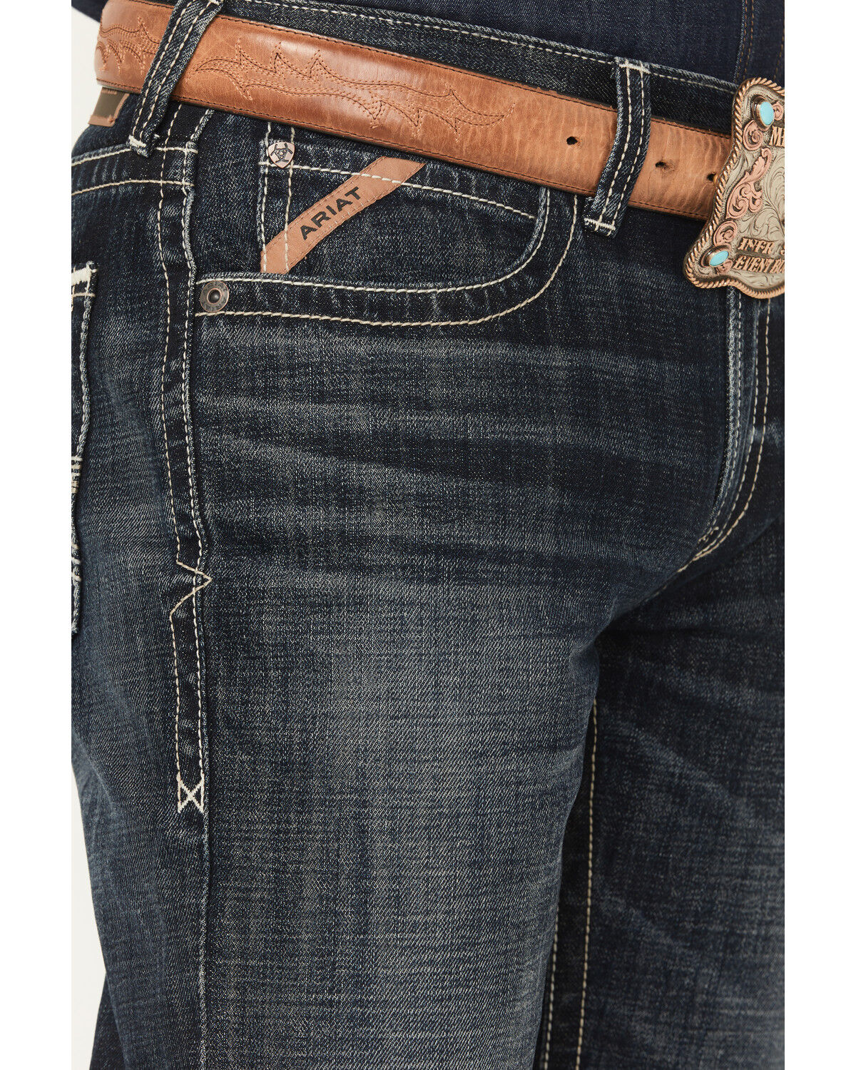 Image #2 - Ariat Men's Boot Barn Exclusive Bart Keith Dark Wash Relaxed Bootcut Denim Jeans, Dark Wash, hi-res