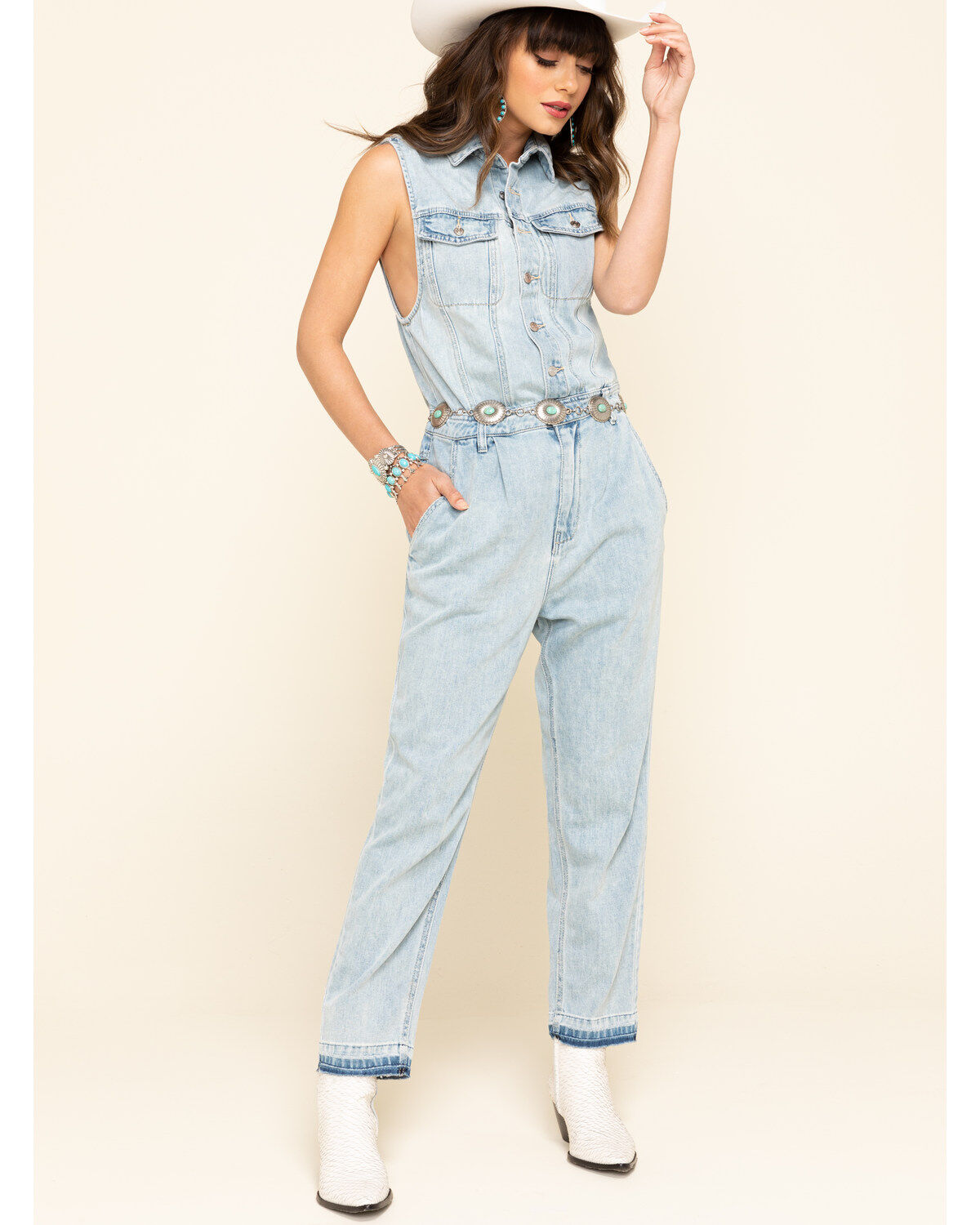 free people denim jumpsuit