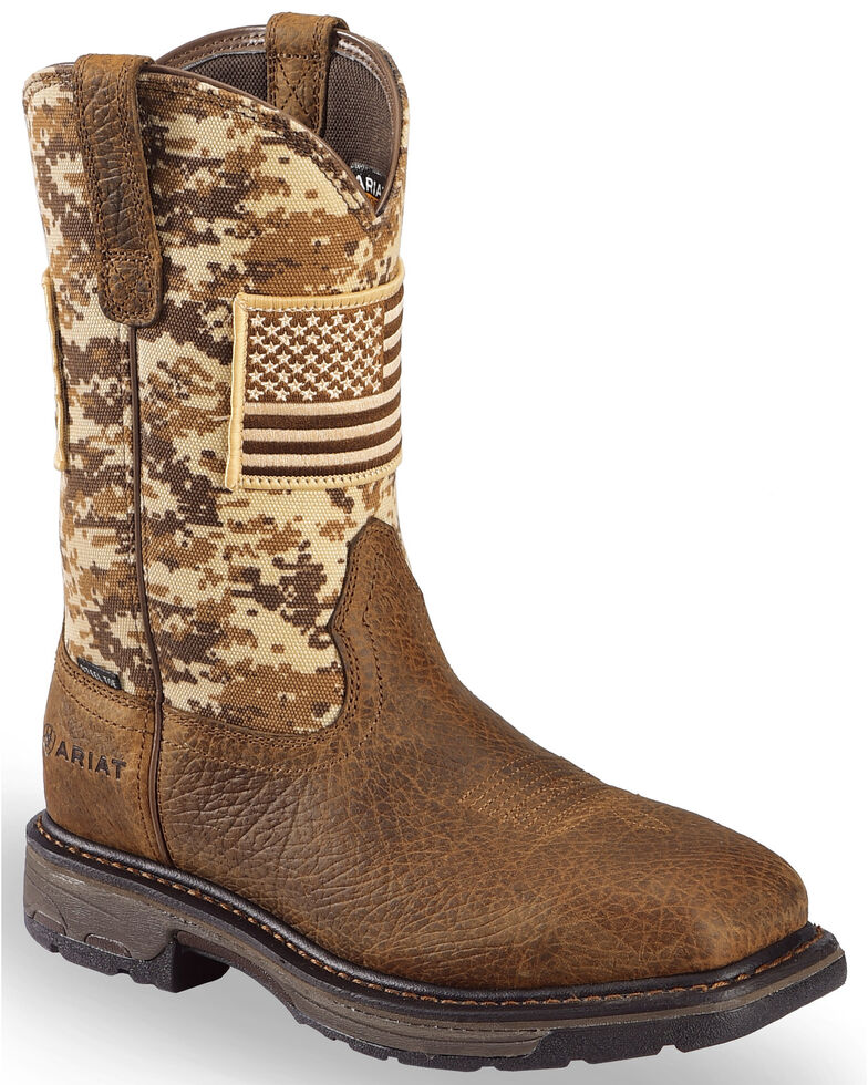 Ariat Men's Brown Workhog Patriot Western Boots - Steel Toe | Boot Barn