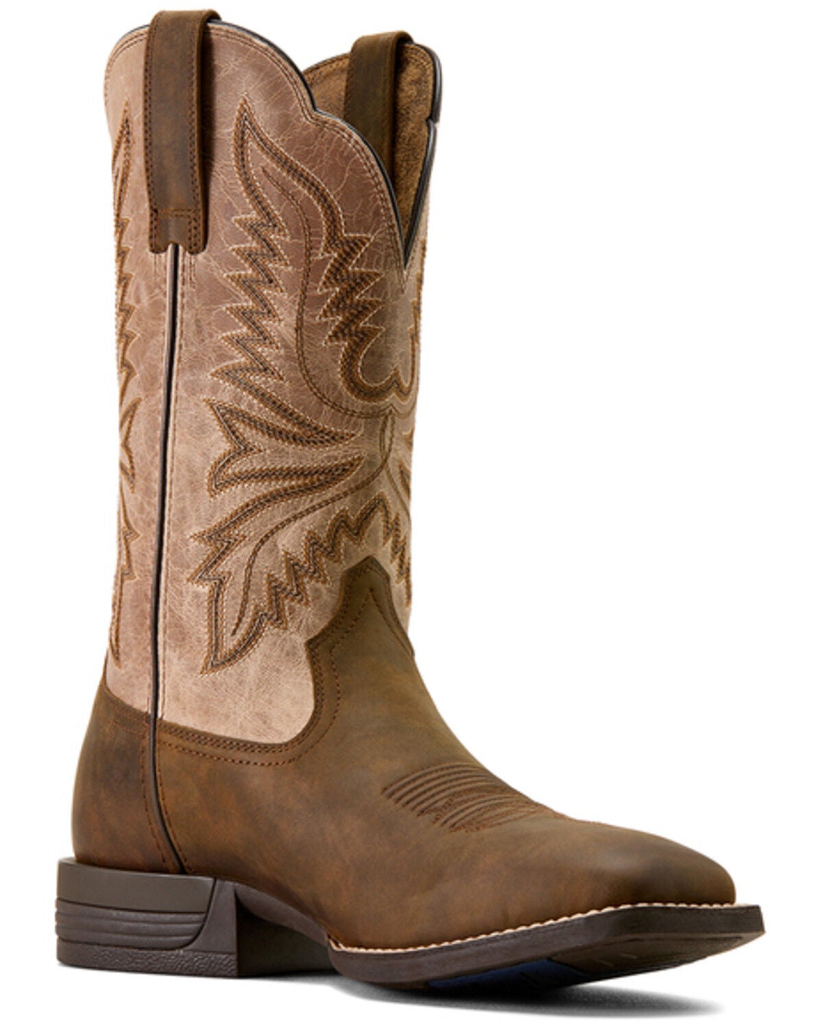 Ariat Men's Brush Creek Performance Western Boots - Broad Square Toe, Tan, hi-res
