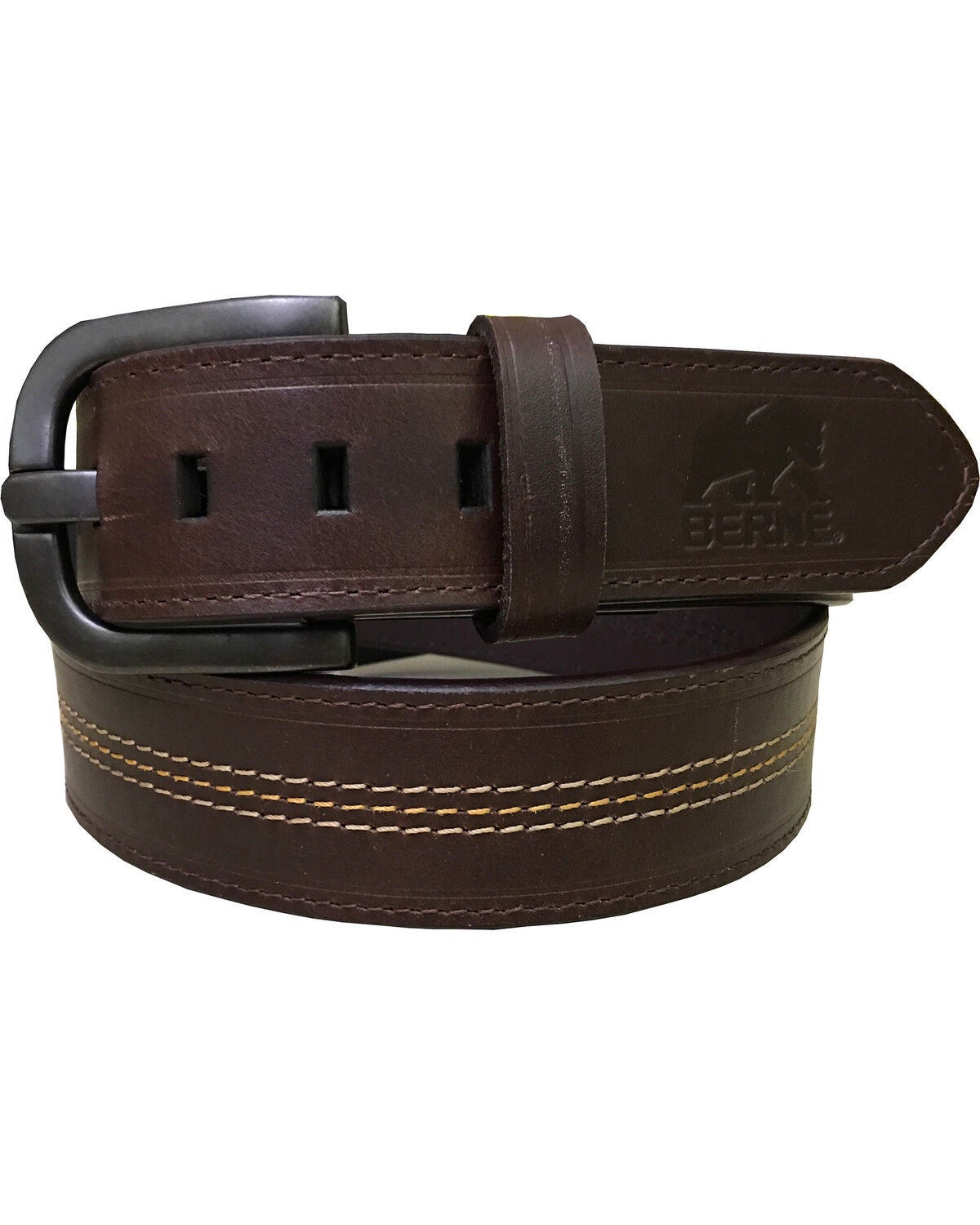 Berne Men's Genuine Leather Belt, Brown, hi-res
