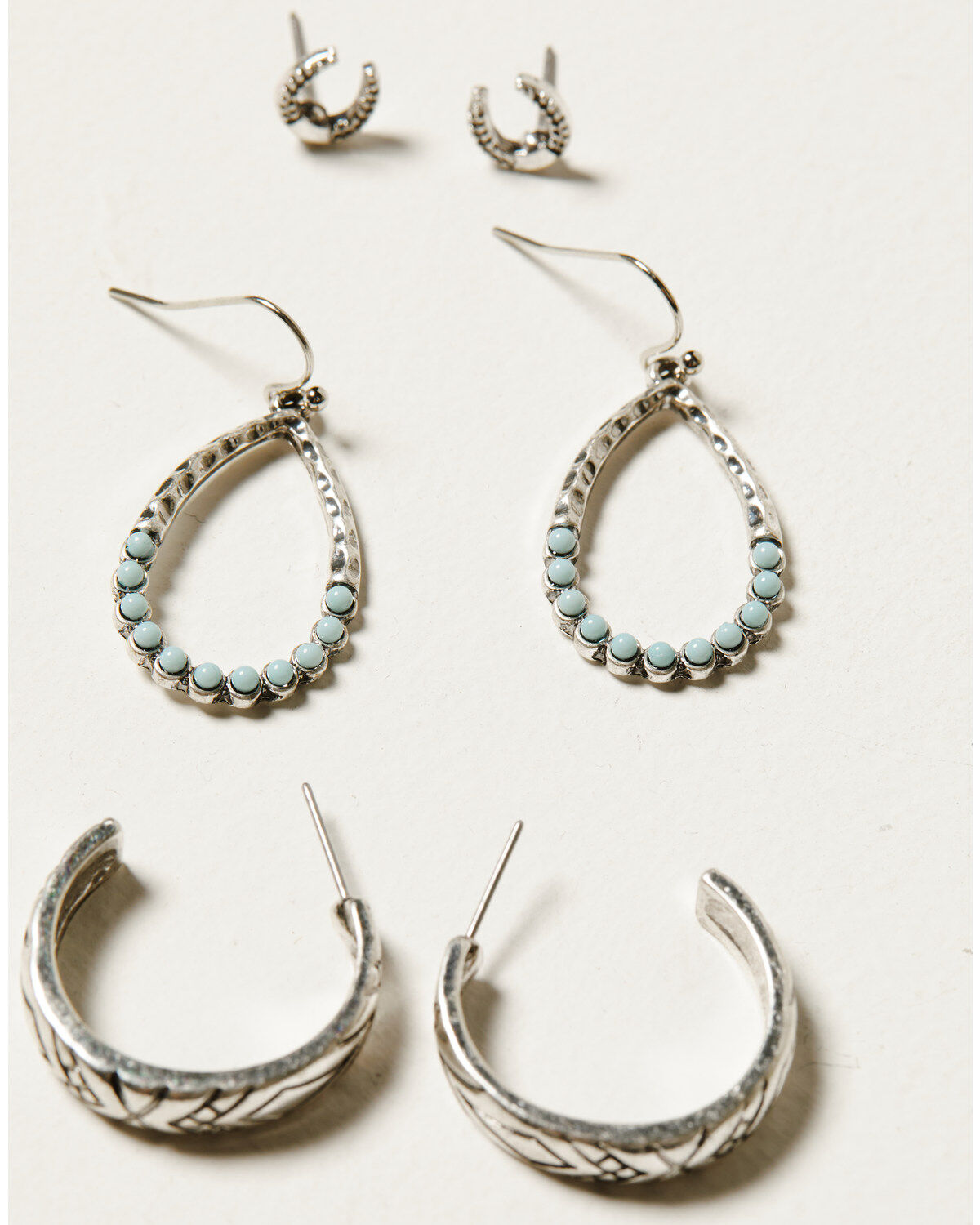 Image #2 - Shyanne Women's Horseshoe Icon and Hoop Earring Set - 6 Piece, Silver, hi-res