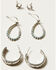 Image #2 - Shyanne Women's Horseshoe Icon and Hoop Earring Set - 6 Piece, Silver, hi-res