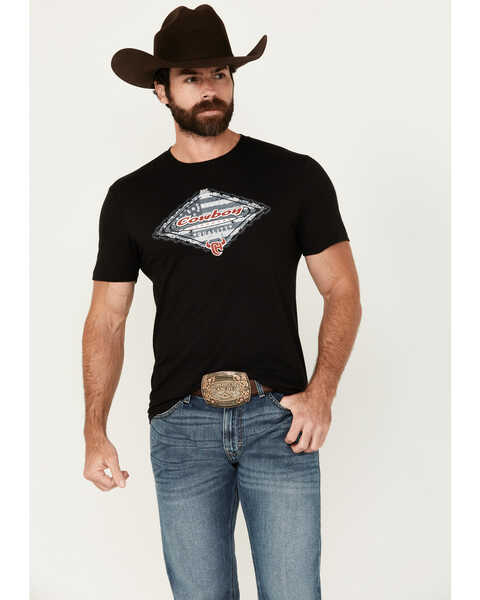 Cowboy Hardware Men's Genuine Quality Flag Short Sleeve T-Shirt, Black, hi-res